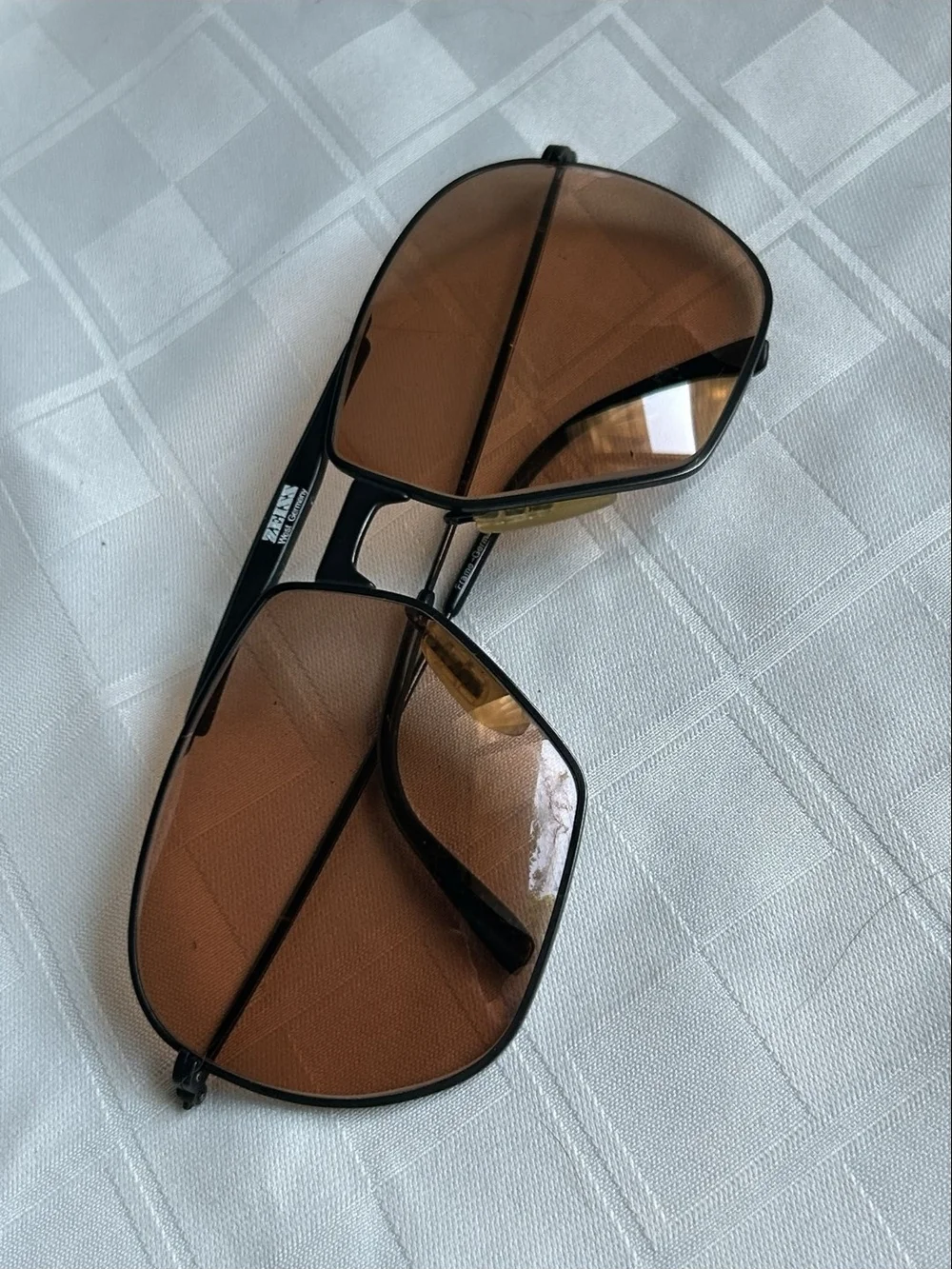 CARL ZEISS Vtg 80s W. Germany Comp. Aviator Sunglasses Matte Black Brown Lenses
